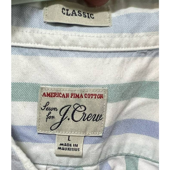 J Crew Pima Cotton Striped Button Down Shirt Classic Fit Size Large - Picture 3 of 3